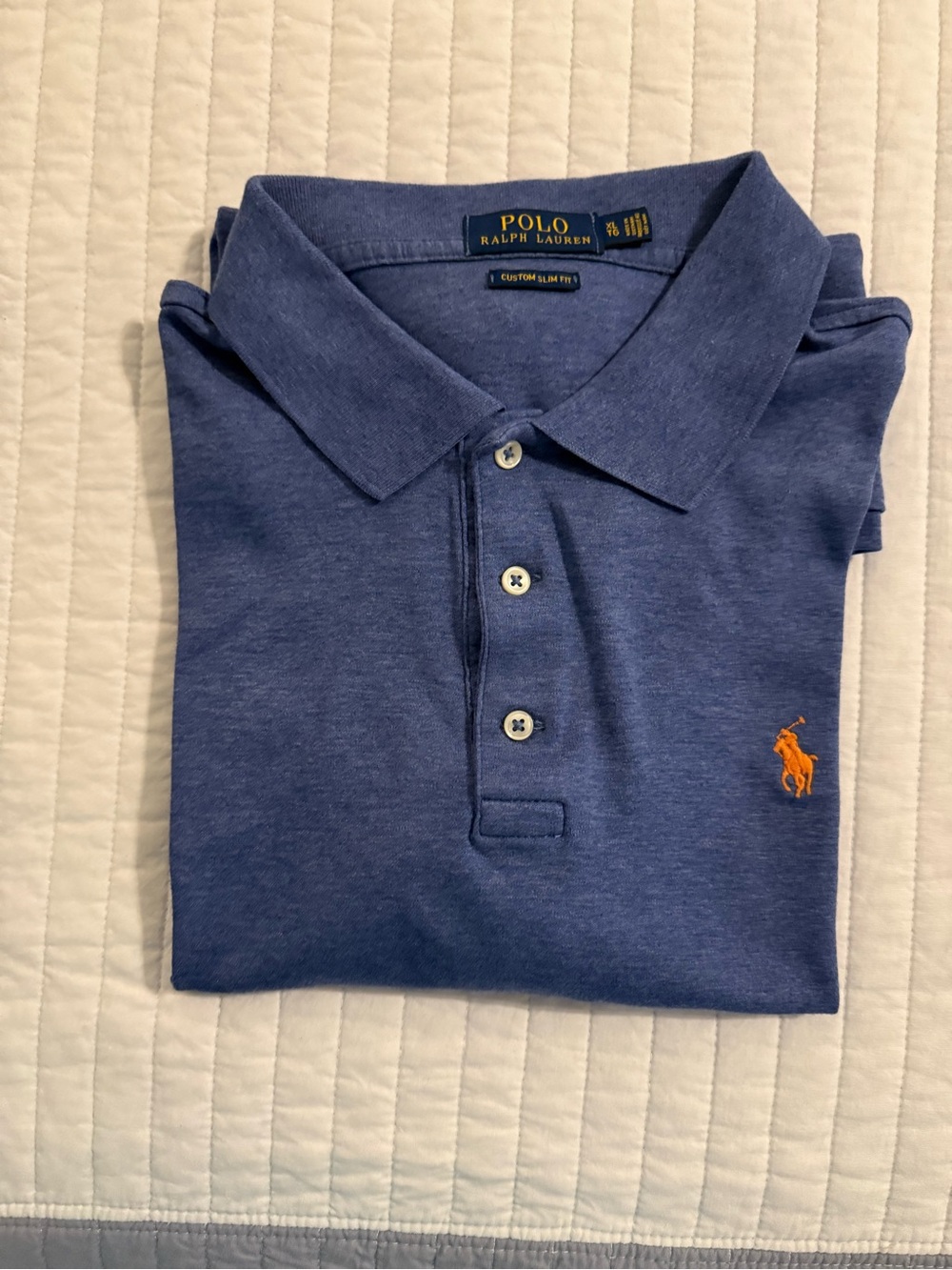 XL Polo by the Ralph Lauren Men's Blue Custom Slim Fit Polo Shirt